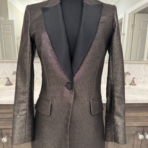 Veronica Beard Ashburn Size 0 Metallic Brown Bronze Blazer - Picture 4 of 9